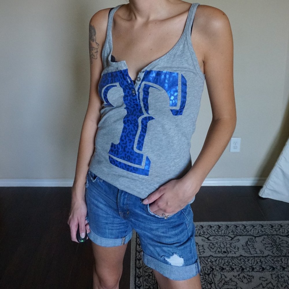 VS PINK Texas Rangers Racerback Button Tank